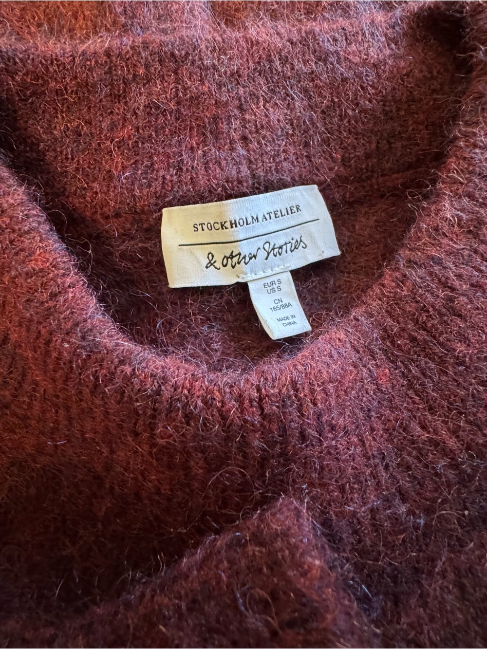 & Other Stories Oversized Mohair Blend Relaxed Fit Burgundy Sweater - Size: S - Picture 5 of 6
